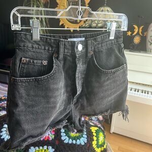 Zara Charcoal Denim Shorts 2